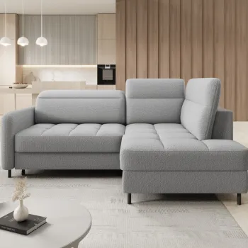 Coltar extensibil stanga 3 locuri ELTAP, LT-04ROY, Barea, 208x160x100 cm, lemn/poliester, gri deschis imagine