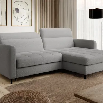 Coltar extensibil stanga 3 locuri ELTAP, LT-04ROY, Gomsi, 228x165x100 cm, lemn/poliester, gri deschis imagine