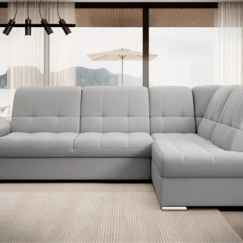 Coltar extensibil stanga 3 locuri ELTAP, LT-04SO, Sado, 272x192x95 cm, lemn/poliester, gri deschis imagine