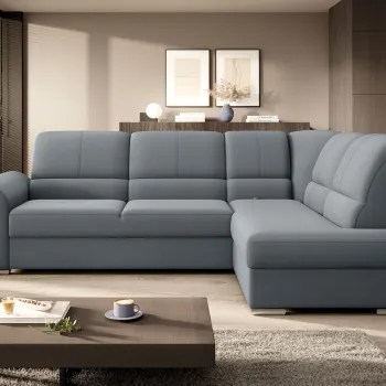 Coltar extensibil stanga 3 locuri ELTAP, LT-04VE, Siber, 270x186x93 cm, lemn/poliester, gri deschis imagine