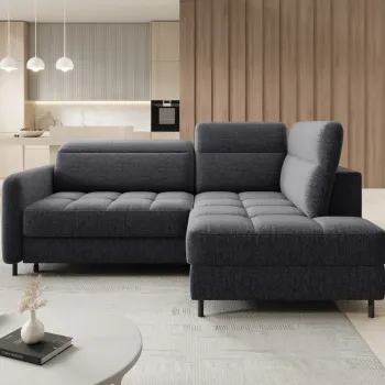 Coltar extensibil stanga 3 locuri ELTAP, LT-05AS, Barea, 208x160x100 cm, lemn/poliester, gri inchis imagine