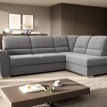 Coltar extensibil stanga 3 locuri ELTAP, LT-05GO, Siber, 270x186x93 cm, lemn/poliester, gri imagine