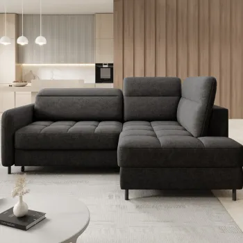 Coltar extensibil stanga 3 locuri ELTAP, LT-05RAQ, Barea, 208x160x100 cm, lemn/poliester, gri inchis imagine