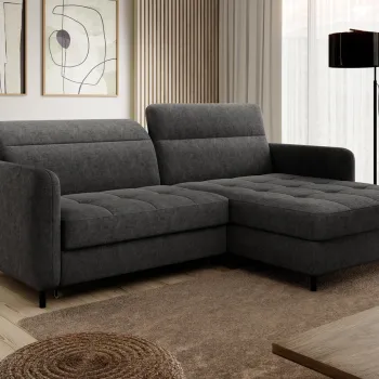 Coltar extensibil stanga 3 locuri ELTAP, LT-05RAQ, Gomsi, 228x165x100 cm, lemn/poliester, gri inchis imagine