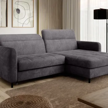 Coltar extensibil stanga 3 locuri ELTAP, LT-05TOU, Gomsi, 228x165x100 cm, lemn/poliester, gri inchis imagine