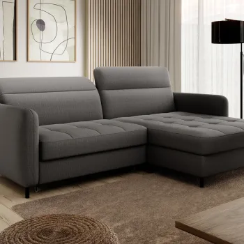 Coltar extensibil stanga 3 locuri ELTAP, LT-06MAN, Gomsi, 228x165x100 cm, lemn/poliester, gri inchis imagine