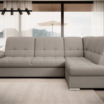 Coltar extensibil stanga 3 locuri ELTAP, LT-07PO, Sado, 272x192x95 cm, lemn/poliester, gri imagine