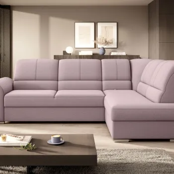 Coltar extensibil stanga 3 locuri ELTAP, LT-101GO, Siber, 270x186x93 cm, lemn/poliester, roz deschis imagine