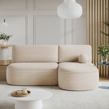 Coltar extensibil stanga 3 locuri ELTAP, LT-18JAR, Livosa, 220x144x93 cm, lemn/poliester, bej deschis imagine