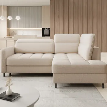 Coltar extensibil stanga 3 locuri ELTAP, LT-18MAN, Barea, 208x160x100 cm, lemn/poliester, bej deschis imagine