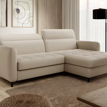 Coltar extensibil stanga 3 locuri ELTAP, LT-18MAN, Gomsi, 228x165x100 cm, lemn/poliester, bej deschis imagine