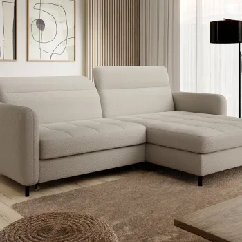 Coltar extensibil stanga 3 locuri ELTAP, LT-18ROY, Gomsi, 228x165x100 cm, lemn/poliester, bej deschis imagine