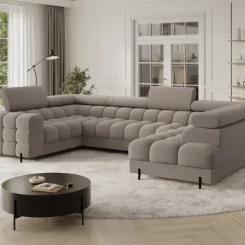 Coltar extensibil stanga 3 locuri ELTAP, LT-18SO, Fectory, 346x205x93 cm, lemn/poliester, bej inchis imagine