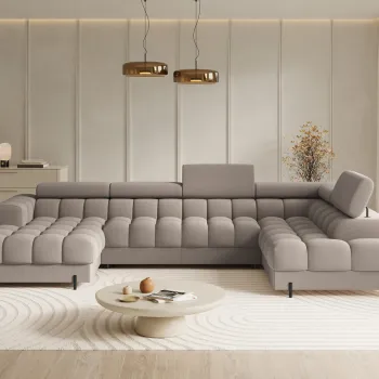 Coltar extensibil stanga 3 locuri ELTAP, LT-18SO, Feraria, 358x202x93 cm, lemn/poliester, bej imagine