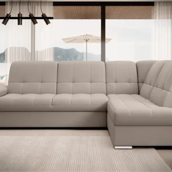 Coltar extensibil stanga 3 locuri ELTAP, LT-18SO, Sado, 272x192x95 cm, lemn/poliester, bej deschis imagine