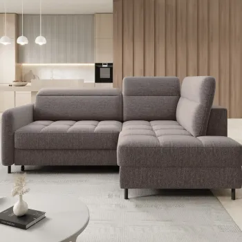 Coltar extensibil stanga 3 locuri ELTAP, LT-20AS, Barea, 208x160x100 cm, lemn/poliester, maro deschis imagine