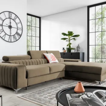 Coltar extensibil stanga 3 locuri ELTAP, LT-20NU, Grayson, 278x205x92 cm, lemn/poliester, maro deschis imagine