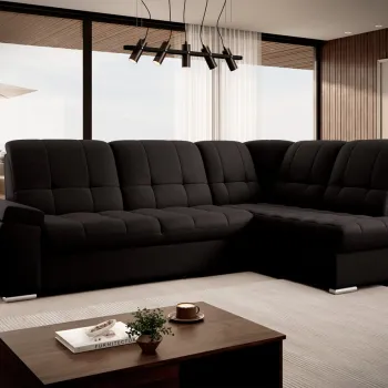 Coltar extensibil stanga 3 locuri ELTAP, LT-22FL, Sado, 272x192x95 cm, lemn/poliester, maro inchis imagine