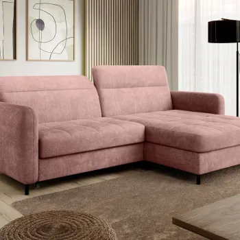 Coltar extensibil stanga 3 locuri ELTAP, LT-24TOU, Gomsi, 228x165x100 cm, lemn/poliester, roz imagine