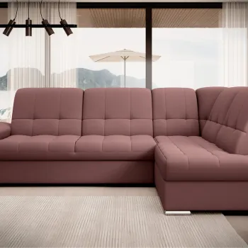 Coltar extensibil stanga 3 locuri ELTAP, LT-24VE, Sado, 272x192x95 cm, lemn/poliester, roz inchis imagine