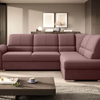 Coltar extensibil stanga 3 locuri ELTAP, LT-24VE, Siber, 270x186x93 cm, lemn/poliester, roz inchis imagine