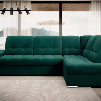 Coltar extensibil stanga 3 locuri ELTAP, LT-35NU, Sado, 272x192x95 cm, lemn/poliester, verde inchis imagine