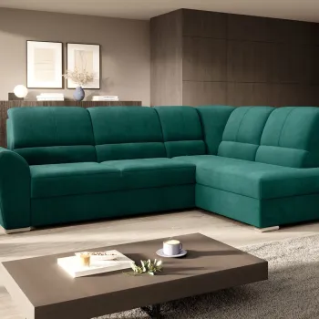 Coltar extensibil stanga 3 locuri ELTAP, LT-35NU, Siber, 270x186x93 cm, lemn/poliester, verde inchis imagine