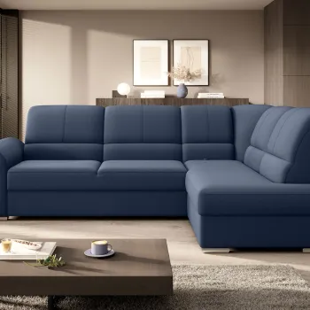 Coltar extensibil stanga 3 locuri ELTAP, LT-40GO, Siber, 270x186x93 cm, lemn/poliester, albastru inchis imagine