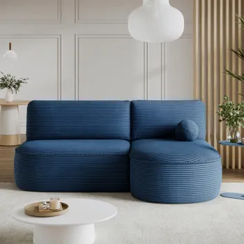 Coltar extensibil stanga 3 locuri ELTAP, LT-40JAR, Livosa, 220x144x93 cm, lemn/poliester, albastru inchis imagine