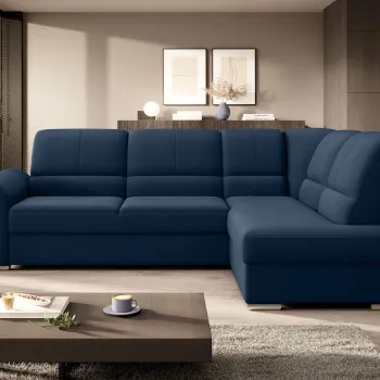 Coltar extensibil stanga 3 locuri ELTAP, LT-40LO, Siber, 270x186x93 cm, lemn/poliester, albastru inchis imagine