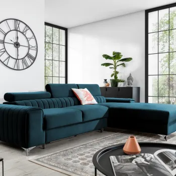 Coltar extensibil stanga 3 locuri ELTAP, LT-40NU, Grayson, 278x205x92 cm, lemn/poliester, albastru inchis imagine