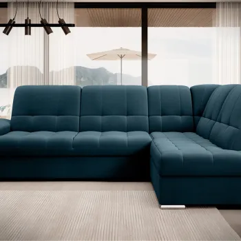 Coltar extensibil stanga 3 locuri ELTAP, LT-40NU, Sado, 272x192x95 cm, lemn/poliester, albastru inchis imagine