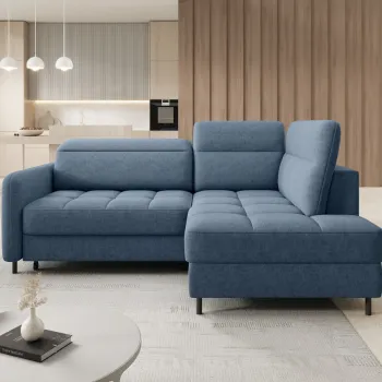 Coltar extensibil stanga 3 locuri ELTAP, LT-40RAQ, Barea, 208x160x100 cm, lemn/poliester, albastru imagine