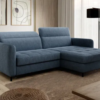 Coltar extensibil stanga 3 locuri ELTAP, LT-40RAQ, Gomsi, 228x165x100 cm, lemn/poliester, albastru imagine