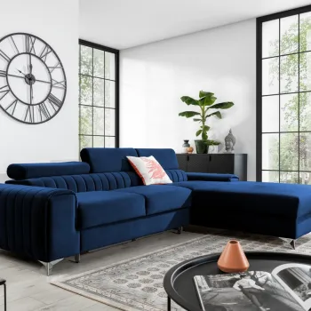 Coltar extensibil stanga 3 locuri ELTAP, LT-40VE, Grayson, 278x205x92 cm, lemn/poliester, albastru inchis imagine