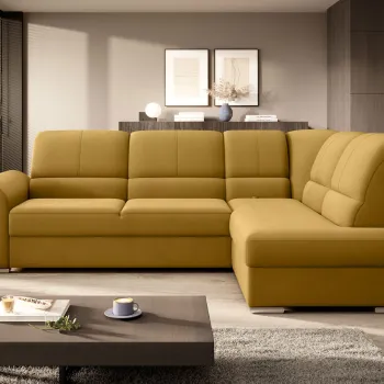 Coltar extensibil stanga 3 locuri ELTAP, LT-45LO, Siber, 270x186x93 cm, lemn/poliester, galben imagine