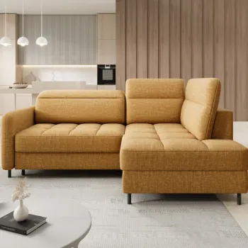 Coltar extensibil stanga 3 locuri ELTAP, LT-45MAN, Barea, 208x160x100 cm, lemn/poliester, mustar imagine