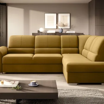 Coltar extensibil stanga 3 locuri ELTAP, LT-45NU, Siber, 270x186x93 cm, lemn/poliester, mustar imagine