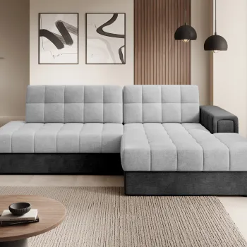 Coltar extensibil stanga 3 locuri ELTAP, LT-84MO-97MO, Blezalt, 240x150x82 cm, lemn/poliester, gri deschis/gri inchis imagine