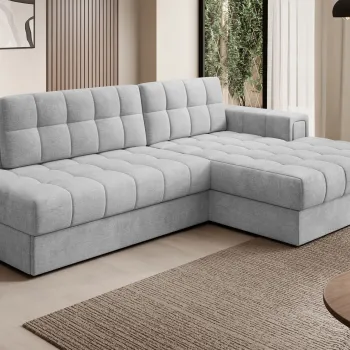 Coltar extensibil stanga 3 locuri ELTAP, LT-84MO, Blezalt, 240x150x82 cm, lemn/poliester, gri deschis imagine