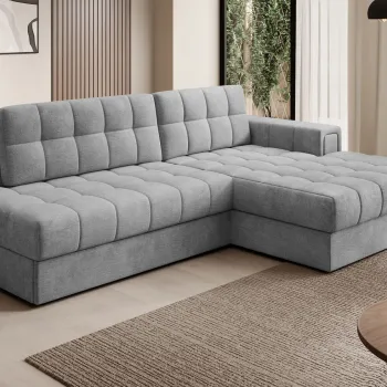 Coltar extensibil stanga 3 locuri ELTAP, LT-85MO, Blezalt, 240x150x82 cm, lemn/poliester, gri imagine