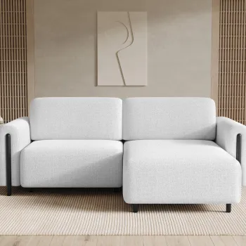 Coltar extensibil stanga 3 locuri ELTAP, LT-BL-01ROY, Acossta, 244x154x95 cm, lemn/poliester, alb/negru imagine