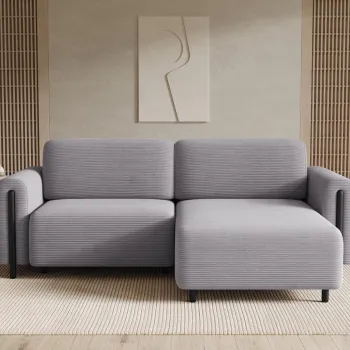 Coltar extensibil stanga 3 locuri ELTAP, LT-BL-03JAR, Acossta, 244x154x95 cm, lemn/poliester, gri/negru imagine