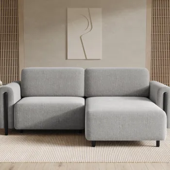 Coltar extensibil stanga 3 locuri ELTAP, LT-BL-04AMO, Acossta, 244x154x95 cm, lemn/poliester, gri deschis/negru imagine