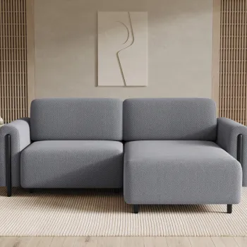 Coltar extensibil stanga 3 locuri ELTAP, LT-BL-05CAL, Acossta, 244x154x95 cm, lemn/poliester, gri/negru imagine