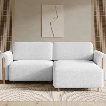 Coltar extensibil stanga 3 locuri ELTAP, LT-O-01ROY, Acossta, 244x154x95 cm, lemn/poliester, alb/natur imagine