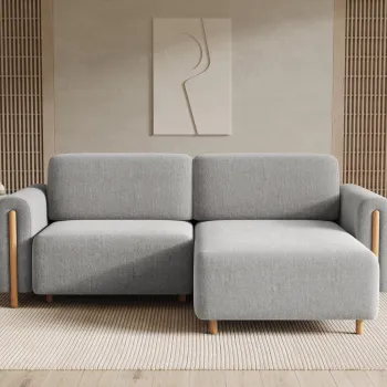 Coltar extensibil stanga 3 locuri ELTAP, LT-O-04AMO, Acossta, 244x154x95 cm, lemn/poliester, gri deschis/natur imagine