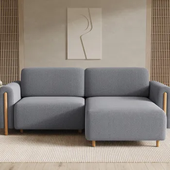 Coltar extensibil stanga 3 locuri ELTAP, LT-O-05CAL, Acossta, 244x154x95 cm, lemn/poliester, gri/natur imagine