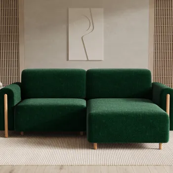 Coltar extensibil stanga 3 locuri ELTAP, LT-O-35AMO, Acossta, 244x154x95 cm, lemn/poliester, verde inchis/natur imagine