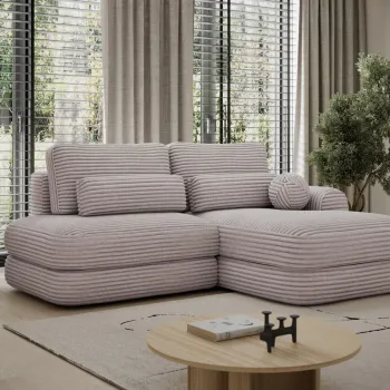 Coltar extensibil stanga 3 locuri ELTAP, Ripeli, 217x175x96 cm, lemn/catifea din poliester, gri imagine